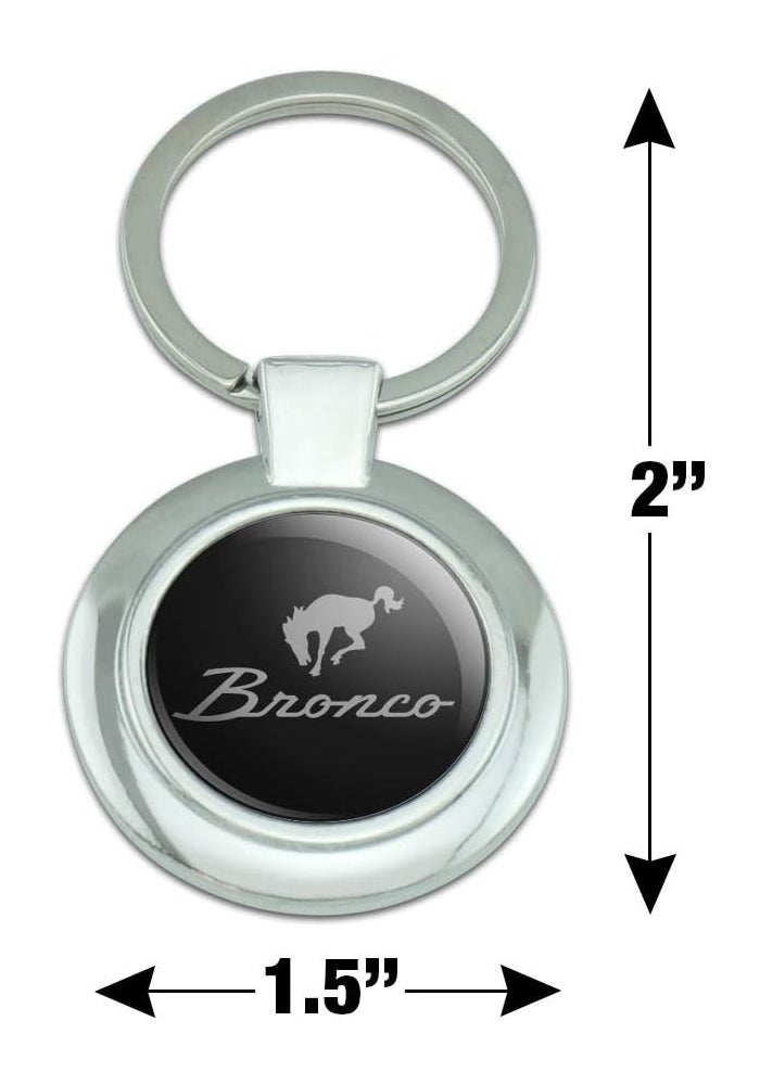 GRAPHICS & MORE Ford Bronco Chrome Logo Keychain - Round Chrome Plated Metal - Image 2