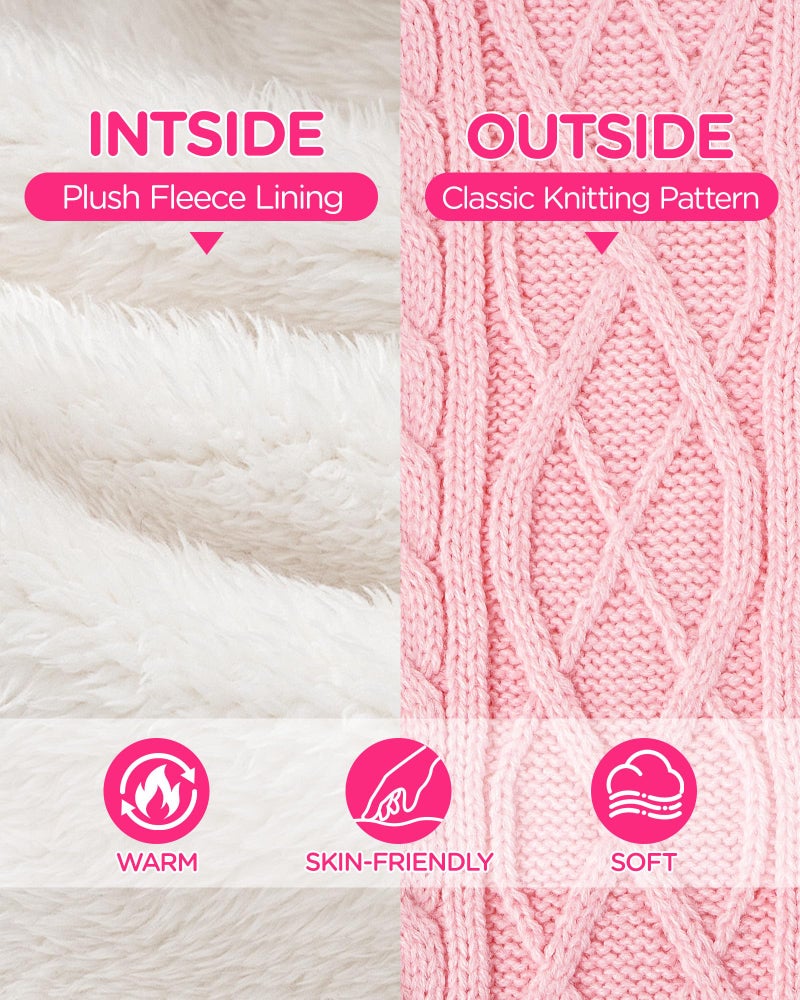 Doyesiee Kids Scarf for Girls Boys, Winter Long Fleece Plush Scarves Knitted Cross Tie Neck Warmer for Cold Weather (Pink) - Image 2
