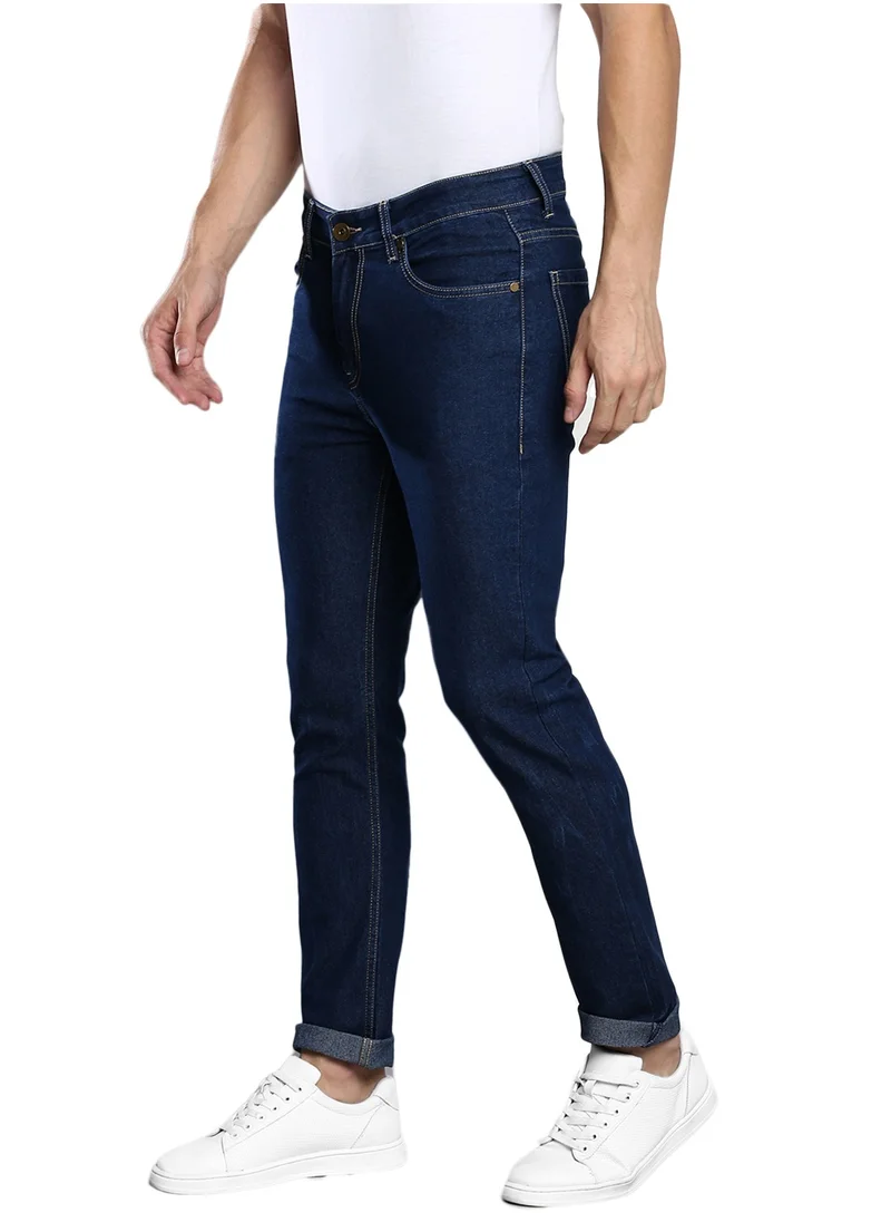 دينيس لينغو Indigo Slim Fit Men's Denim Jeans with Button & Zip Closure