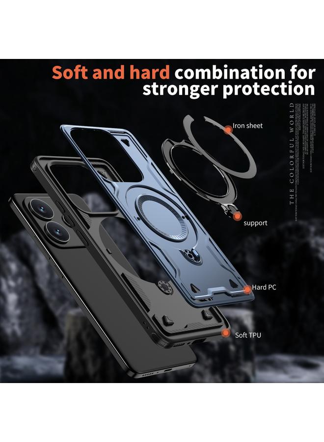 اس-توب جراب لهاتف Redmi Note 14 5G PC Hybrid TPU Armor MagSafe Ring Holder جراب هاتف - Image 4