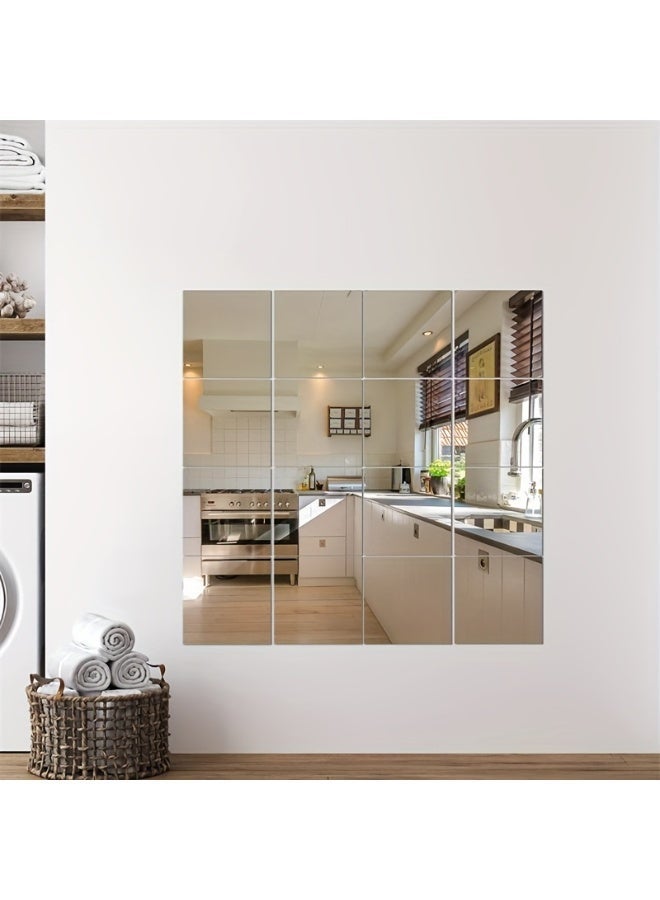 POWER Self Adhesive Acrylic Mirror Wall Tiles, Flexible Soft Mirror Sheets for Bedroom, Home Gym & Door Decor, Frameless Lightweight Unbreakable Wall Mirror Panels, Easy Peel and Stick Installation, Multiple Sizes & Sets - Image 1