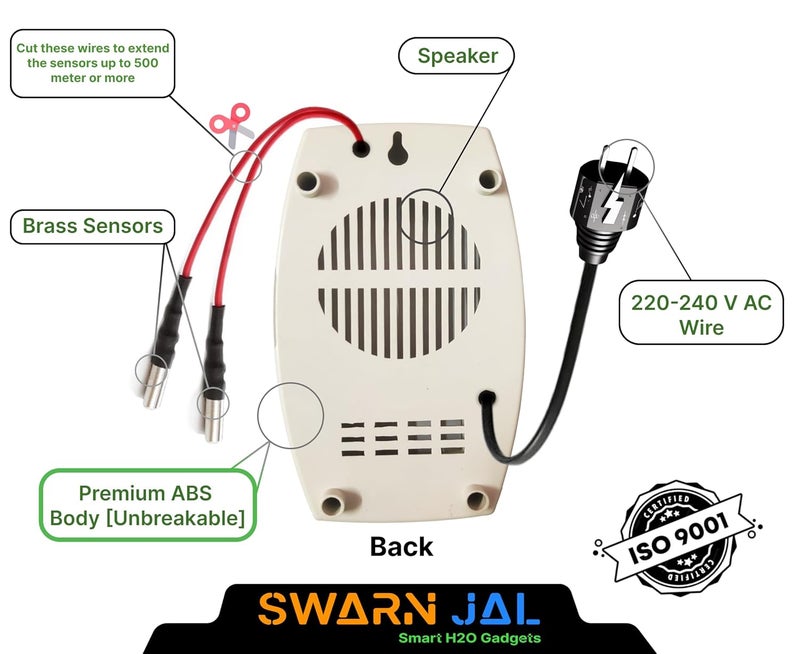 Swarn Jal Model ARI Electric Liquid Tank Overflow Alarm AC 220V Powered Loud Human Voice Brass Sensors Shock Proof 1 Year Complete GuaranteeMagnetic Isolation ShockProof - Image 3