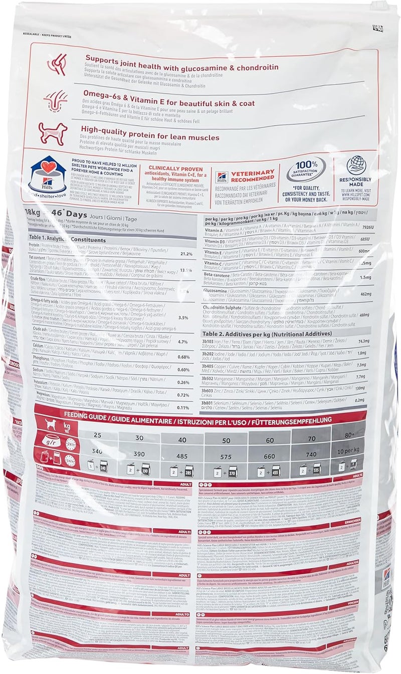 Hill's طعام الكلاب البالغة من سلالة كبيرة من هيلز ساينس بلان مع الدجاج، 18 كجم - Image 2