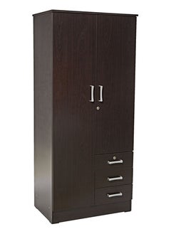 AFT Elegant White 2 Door Wardrobe with Full-Length Metal Hanging Rod, 3 Spacious Drawers with Metal Runners, MDF Board Construction, Ergonomic Metal Handles, and Durable Hinges – Ideal for Modern Storage Solutions. Dark Brown (Arfan)  - Image 2