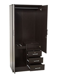 Elegant White 2 Door Wardrobe with Full-Length Metal Hanging Rod, 3 Spacious Drawers with Metal Runners, MDF Board Construction, Ergonomic Metal Handles, and Durable Hinges – Ideal for Modern Storage Solutions. Dark Brown (Arfan) - pzsku/Z5398D2BBF8A831372C0BZ/45/_/1735489261/e93d4d54-a4e7-473a-88d4-ec5d0fe9bc74