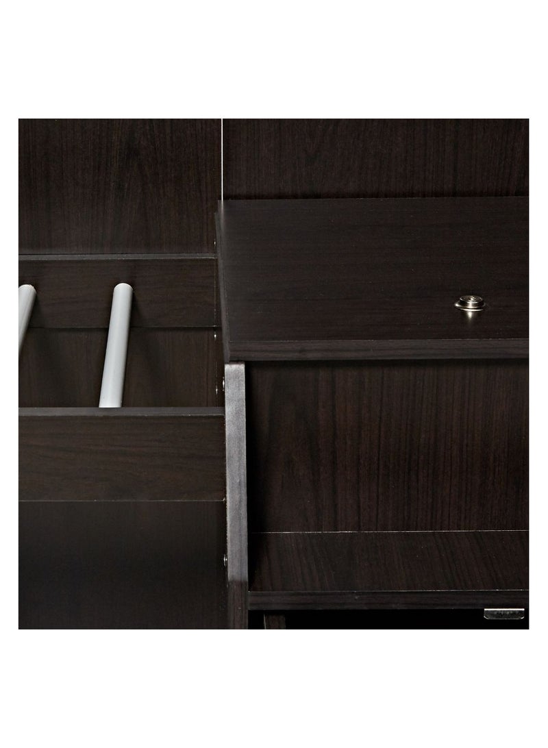 AFT Elegant White 2 Door Wardrobe with Full-Length Metal Hanging Rod, 3 Spacious Drawers with Metal Runners, MDF Board Construction, Ergonomic Metal Handles, and Durable Hinges – Ideal for Modern Storage Solutions. Dark Brown (Arfan) - Image 5