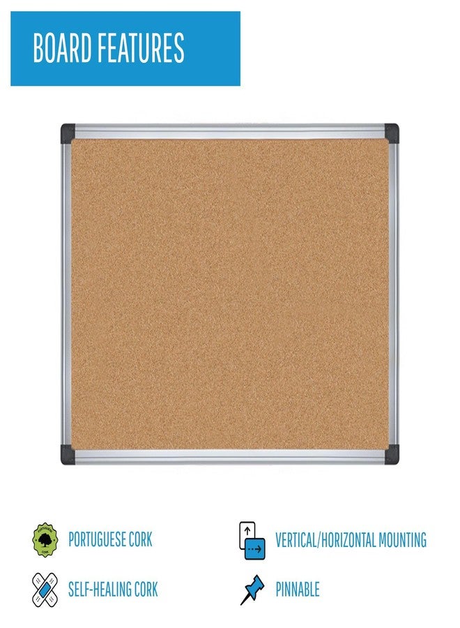 MasterVision Maya Series Self-Healing Cork Bulletin Board, Wall Mounting Push Pin Cork Board, 24" x 36", Aluminum Frame - Image 3