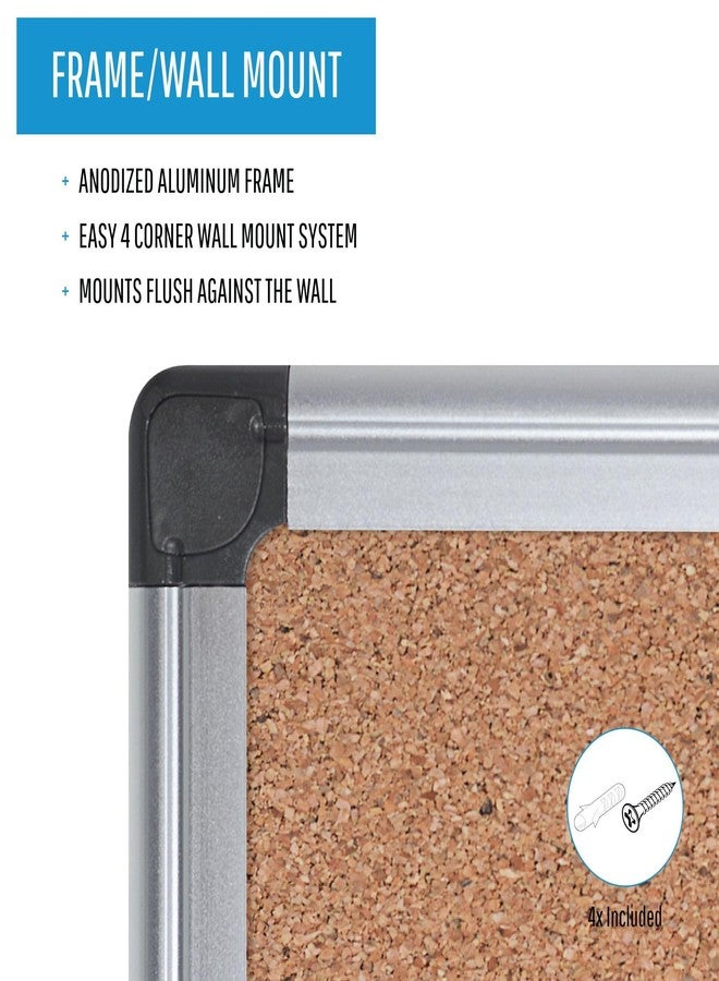 MasterVision Maya Series Self-Healing Cork Bulletin Board, Wall Mounting Push Pin Cork Board, 24" x 36", Aluminum Frame - Image 4