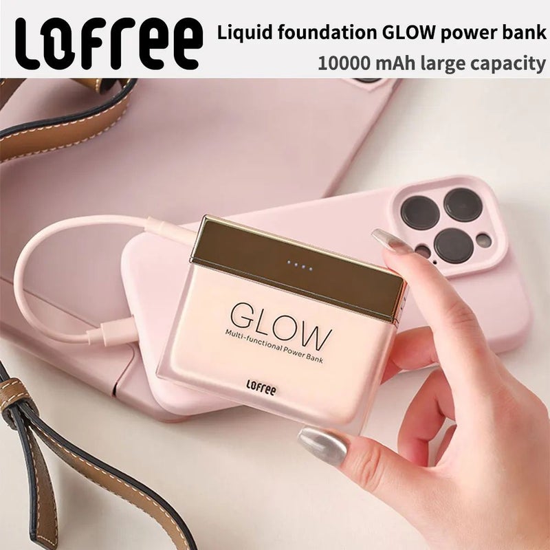 Lofree Glow Power Bank, Fast Charging with Built-In 270-Degree Type-C Cable, Large Capacity, Crimson - Image 2