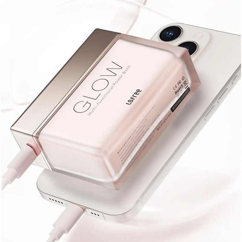 Lofree Glow Power Bank, Fast Charging with Built-In 270-Degree Type-C Cable, Large Capacity, Crimson - Image 3