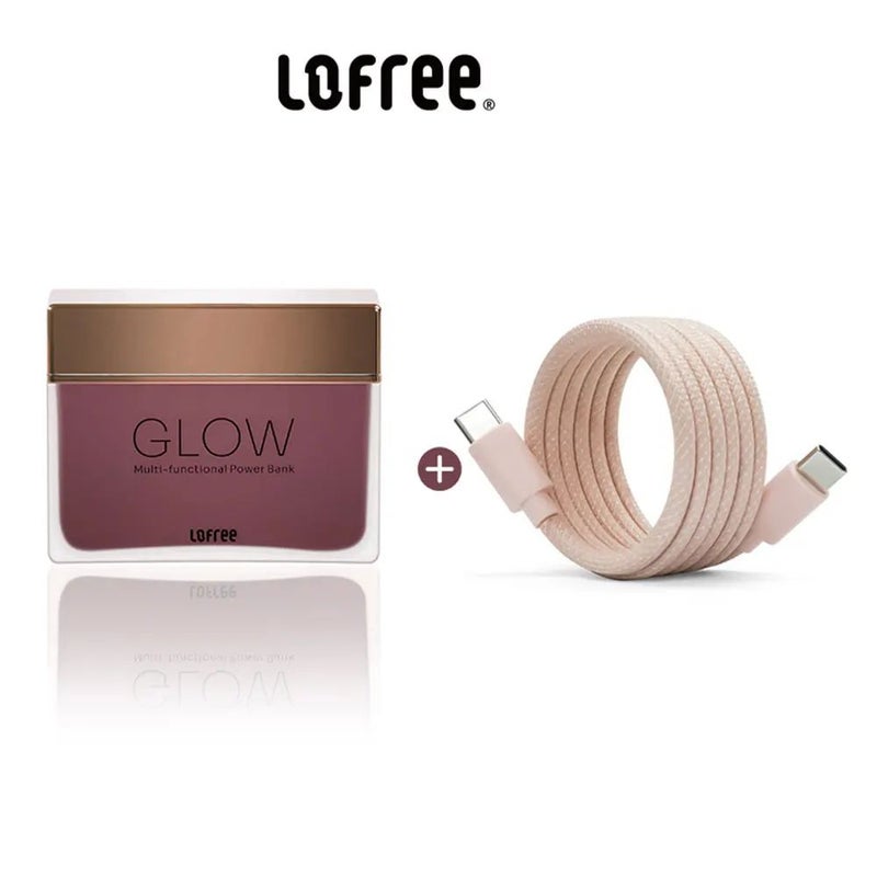Lofree Glow Power Bank, Fast Charging with Built-In 270-Degree Type-C Cable, Large Capacity, Crimson - Image 1