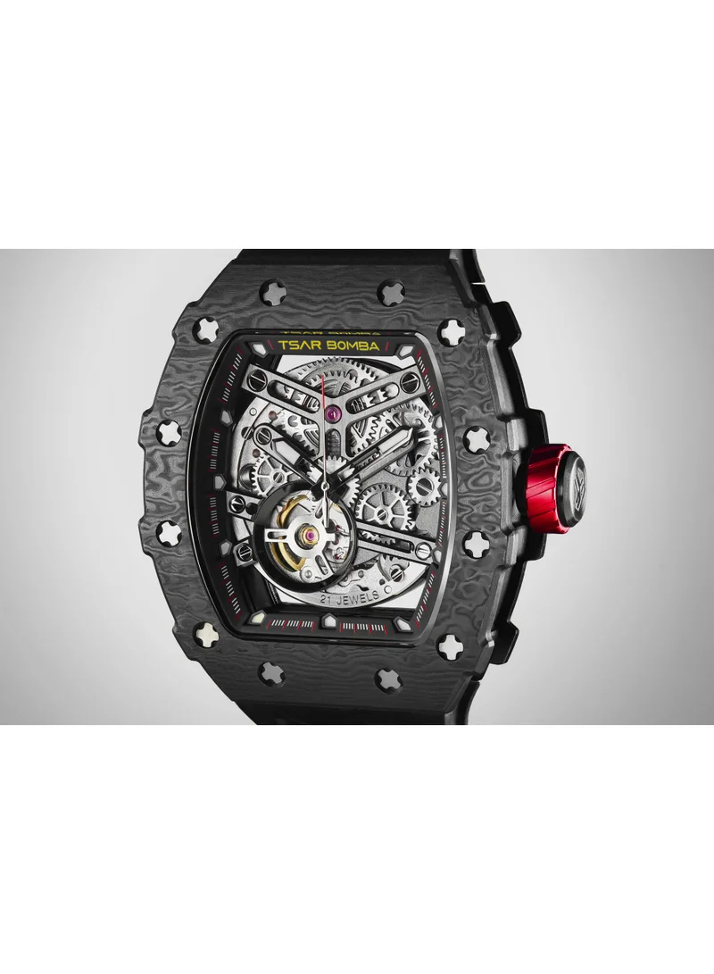 Tsar Bomba 43 mm Tsar Bomba Men's Watch Automatic Skeleton Mechanism Watch Luxury Sapphire Barrel Waterproof 50 m Durable Brand Rectangular Diving Sport Military Gift Man for Men | Best Price UAE