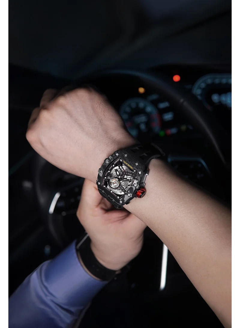 Tsar Bomba 43 mm Tsar Bomba Men's Watch Automatic Skeleton Mechanism Watch Luxury Sapphire Barrel Waterproof 50 m Durable Brand Rectangular Diving Sport Military Gift Man for Men | Best Price UAE