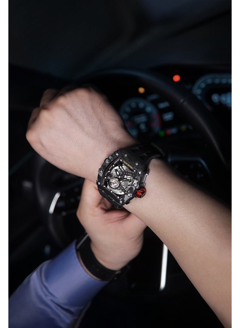 تسار بومبا ساعة القيصر بومبا للرجال آلية الهيكل العظمي التلقائي ساعة برميل الياقوت الزفير الفاخرة مقاومة للماء 50 متر دائمة العلامة التجارية الغوص المستطيل الرياضة الهدية العسكرية الرجل - Image 4