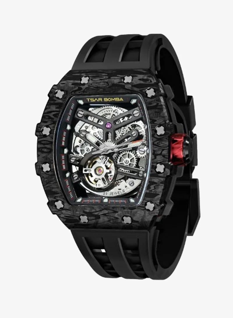 Tsar Bomba Men's Watch Automatic Skeleton Mechanism Watch Luxury Sapphire Barrel Waterproof 50 m Durable Brand Rectangular Diving Sport Military Gift Man