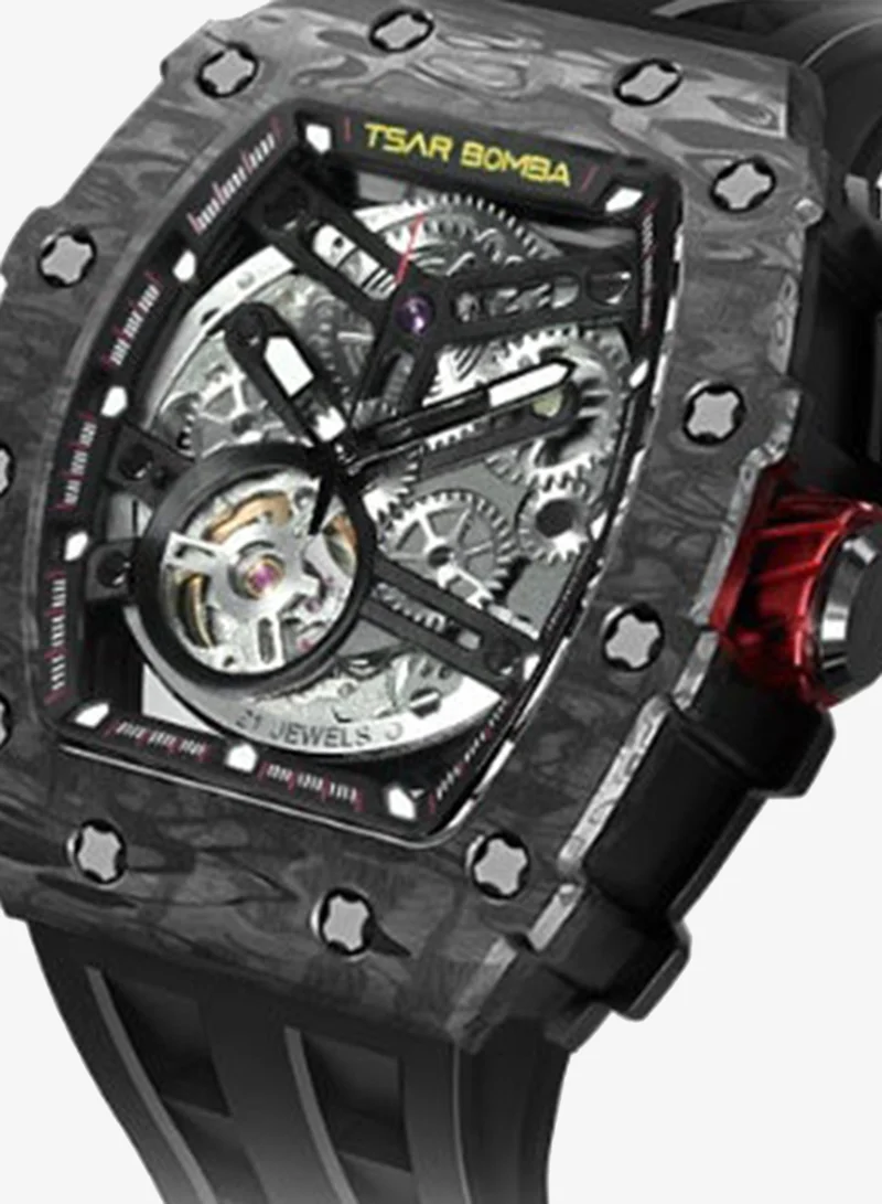 Tsar Bomba 43 mm Tsar Bomba Men's Watch Automatic Skeleton Mechanism Watch Luxury Sapphire Barrel Waterproof 50 m Durable Brand Rectangular Diving Sport Military Gift Man for Men | Best Price UAE