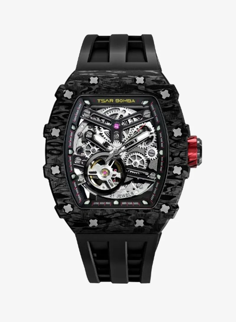 Tsar Bomba 43 mm Tsar Bomba Men's Watch Automatic Skeleton Mechanism Watch Luxury Sapphire Barrel Waterproof 50 m Durable Brand Rectangular Diving Sport Military Gift Man for Men | Best Price UAE