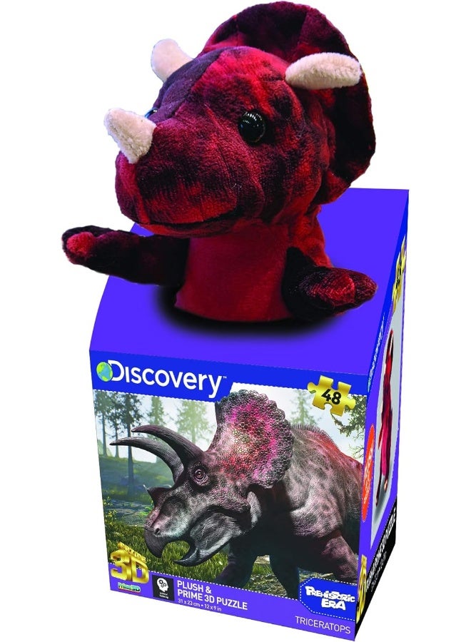 Prime 3D Puzzles - Discovery - Triceratops 48 pcs Puzzle with Plush - Image 1