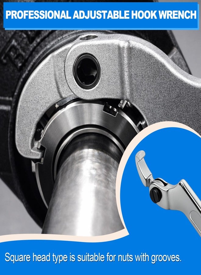 Wadoy Adjustable C Spanner Hook Wrench Chrome Vanadium 3/4-2"(19-51Mm)+2-4 3/4"(51-121Mm) Spanner Set-Used to Tighten Side Slot Nuts on Collars, Lock Nuts and Bearings - Image 3