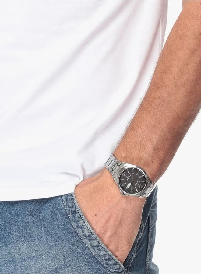 Casio MTP-1384D-1AVDF Men’s Analog Watch – Stainless Steel Silver Strap, Black Dial, Day & Date Display, Quartz Movement, Water Resistant, Classic Business & Casual Wristwatch - Image 3