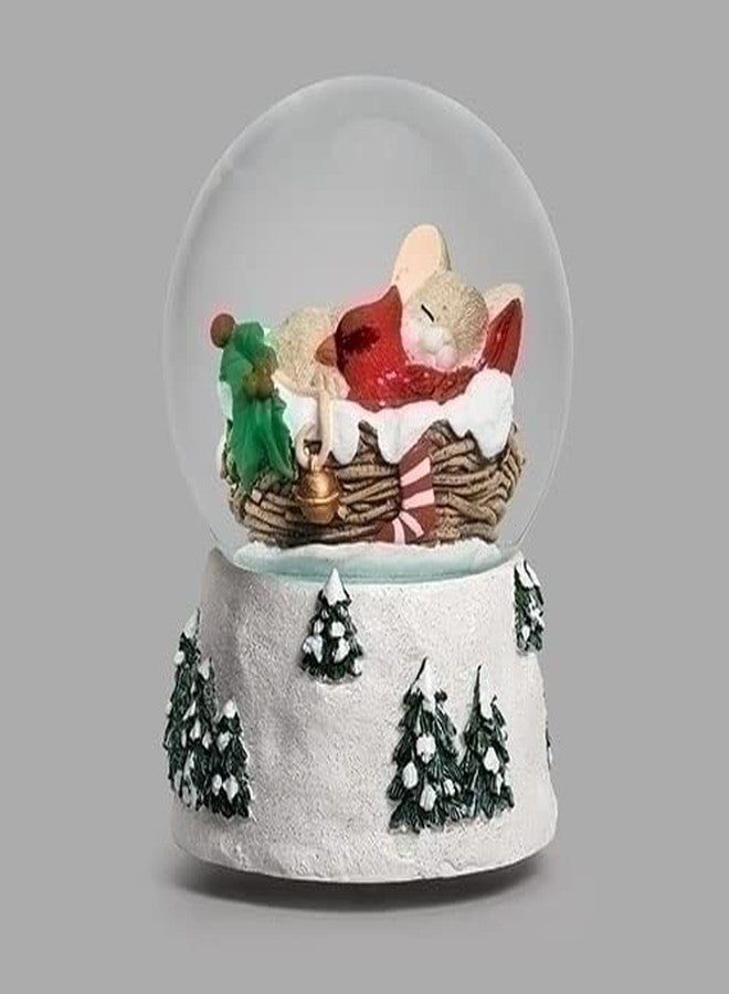 Roman Musical Charming Tails Mouse and Cardinal in Nest Snowglobe, 100mm, 7.25-inch Height, Tabletop Decor