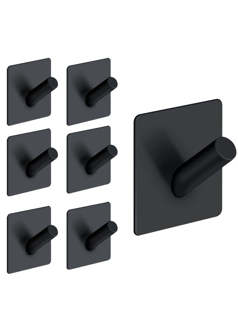 INFOSUN - Wall Hooks Heavy Duty Self Adhesive 304 Stainless Steel Traceless NO Nails-Anti-Rust Waterproof Hook for Bathroom, Kitchen, Hanging, Coat Robe, Towel, Key - Black (7 Pack) - Image 1