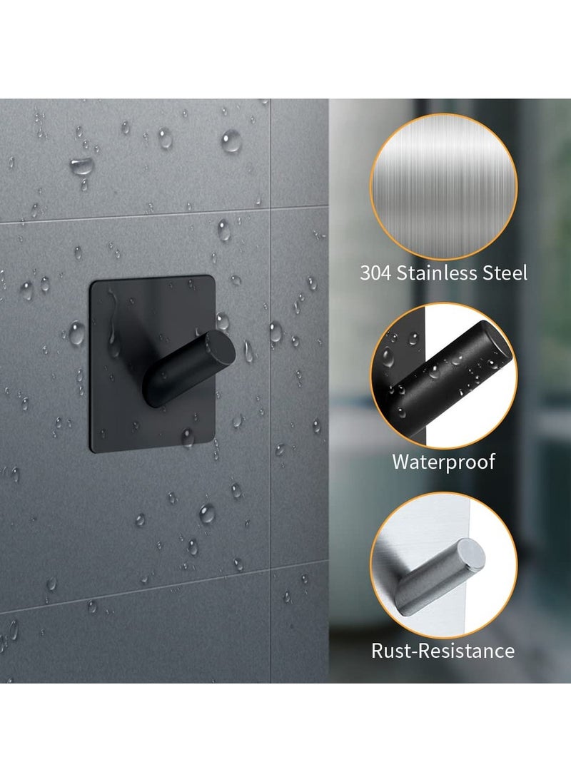 INFOSUN - Wall Hooks Heavy Duty Self Adhesive 304 Stainless Steel Traceless NO Nails-Anti-Rust Waterproof Hook for Bathroom, Kitchen, Hanging, Coat Robe, Towel, Key - Black (7 Pack) - Image 1
