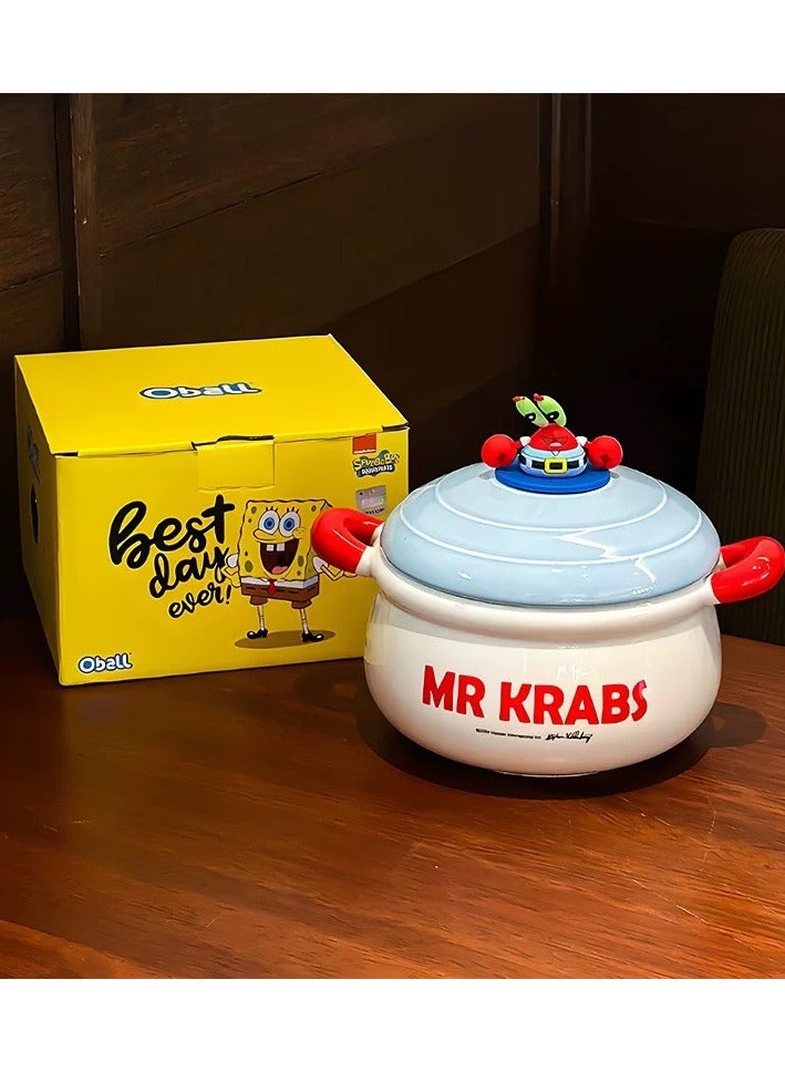 عام وعاء سيراميك - وعاء شوربة، أطباق معكرونة، وعاء سلطة، وعاء تقديم، وعاء إفطار مع غطاء، مناسب للسلطة والحلويات، إكسسوارات مطبخ منزلية - Image 2