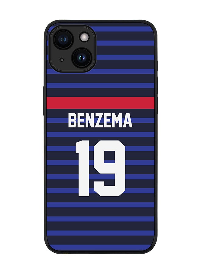 Stylizedd Cover for iPhone 15 Plus Case Rugged Black Slim fit Flexible Protective Phone Cases - Football Team - FrancePlayer Name - Benzema - Image 1