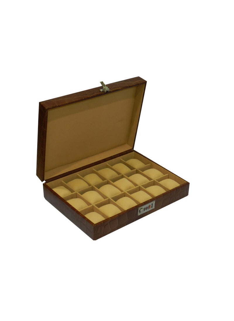 LAVERI LEATHER - Laveri Watch Box for Men Women (18 Slots), Premium  Leather Watch Case  Organizer Removable Pillow - Image 1