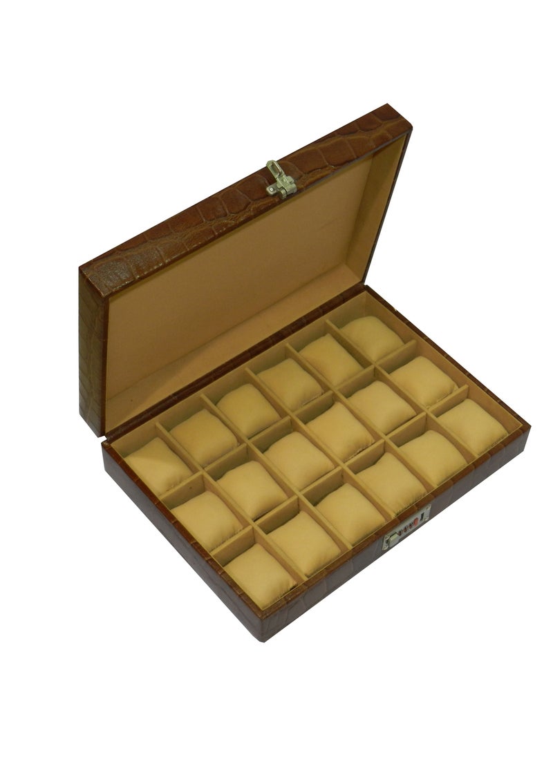 LAVERI LEATHER - Laveri Watch Box for Men Women (18 Slots), Premium  Leather Watch Case  Organizer Removable Pillow - Image 1