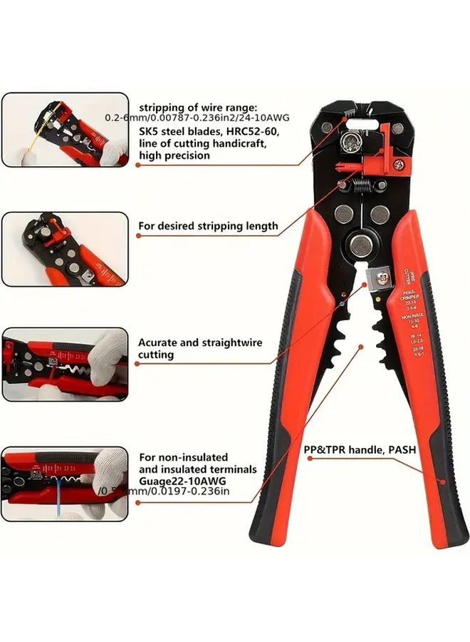Professional Manual Wire Stripper Tool Non Slip Grip Strip Cut Crimp 24 10AWG Wires - Image 3