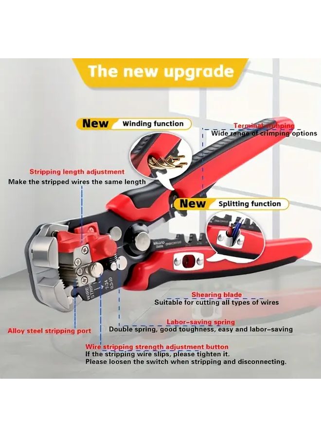 Professional Manual Wire Stripper Tool Non Slip Grip Strip Cut Crimp 24 10AWG Wires - Image 5