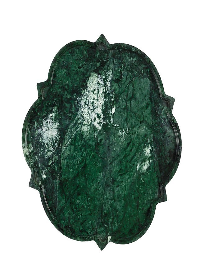 Stone Essential Lydia Platter / Starter Dish /Serving Platter/ Fruit Plate/ Marble Dish/ Marble Tray / Centre Piece / Décor Accent / Diwali Festive and Corporate Gifting, Green, Large - Image 1