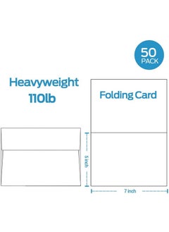 Ohuhu White Cards And Envelopes 50 Pack, Ohuhu 5 X 7 Heavyweight Folded Cards And A7 Envelopes For Diy Greeting Cards, Wedding, Birthday, Invitations, Thank You Cards & All Occasion  - Image 2