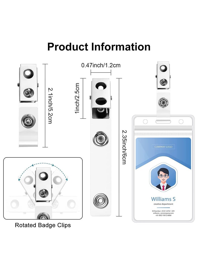 Metal Badge Clips with Clear PVC Straps for ID Cards and Name Tags, Double Hole Design, Office and School Supplies (100 Pack) - Image 3