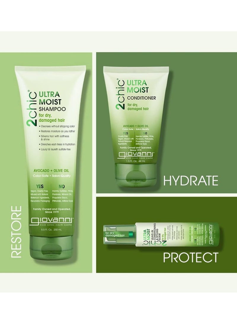 Giovane - Giovanni Elixir Styling Ultra Hydrating Moisturizer by 2 Chic - Smoothes Frizz and Prevents Splits, for Dry and Damaged Hair, with Avocado and Olive Oil, Enriched with Aloe Vera and Shea Butter - 4 oz - Image 1
