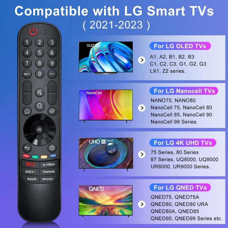 LOUTOC Magic-Remote Replacement for LG-Smart-TV-Remote-Control, Universal for LG Smart TV Series UHD OLED QNED NanoCell MiniLED 4K 8K(NO Voice & NO Pointer) - Image 3