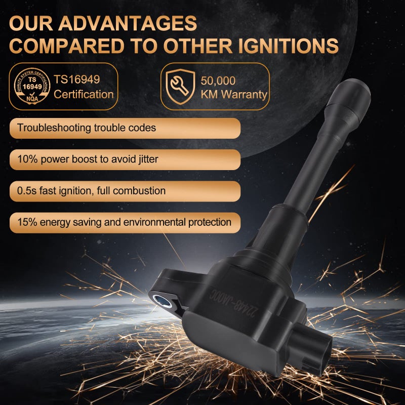 BLPextrm Ignition Coil Pack Compatible with Infiniti Nissan FX50 M56 Altima Cube Rogue Sentra Tiida Versa X-Trail L4 1.6L 1.8L 2.0L 2.5L Replaces# UF549 C1696 - Image 5