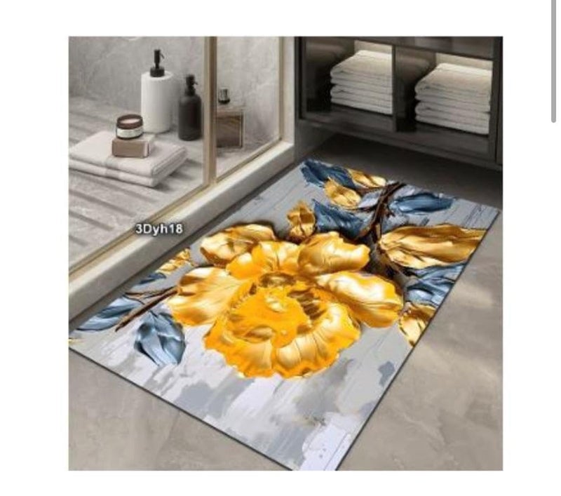 Rylan Rylan Bathroom Mat,Door mat Door Mat, Rubber Non-Slip Quick Dry Rugs Fit Under Door Super Absorbent Thin Fashion Washable Oval Floor Bath Mat for Bathroom, Bathtub, Shower and Sink (1, Lotus)  - Image 4