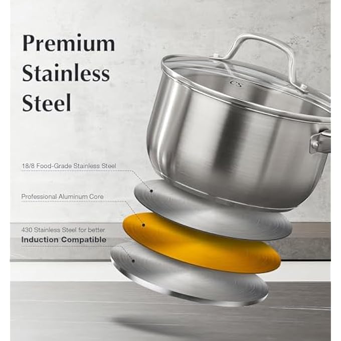 KOCH SYSTEME CS 20Cm Stainless Steel Sauce Pan Small Cooking Pot With Lid Premium Steel Saucepan Induction Milk Pan Stainless Steel Pot Oven Safe - Image 3