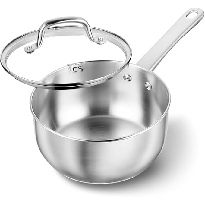 KOCH SYSTEME CS 20Cm Stainless Steel Sauce Pan Small Cooking Pot With Lid Premium Steel Saucepan Induction Milk Pan Stainless Steel Pot Oven Safe - Image 1