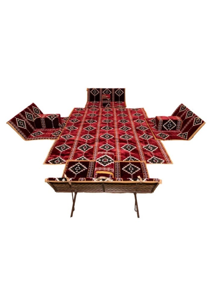 سمارت هوم طقم جلسة أرضية 9 قطع – فرشة أرضية مقاس 300×200 سم مع 4 كراسي أرضية مقاس 120 سم لشخصين و4 مراكي مريحة، جلسة عربية عصرية للمنزل والاستقبال - Image 1