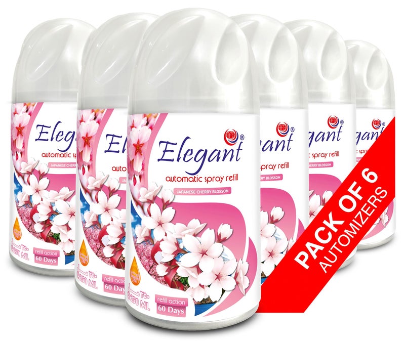 Elegant مجموعة بخاخ إعادة تعبئة أوتوماتيكية بزهرة الكرز اليابانية مكونة من 6 قطع سعة 250 مل - Image 1