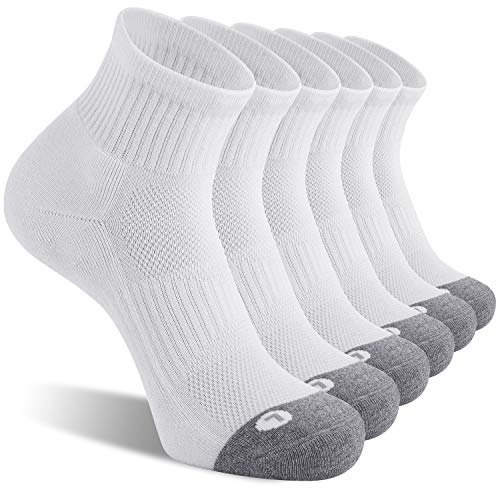 FITRELL 6 Pack Men's Athletic Ankle Socks Cushioned Sports Running Socks, Shoe Size 12-15, White - Image 1