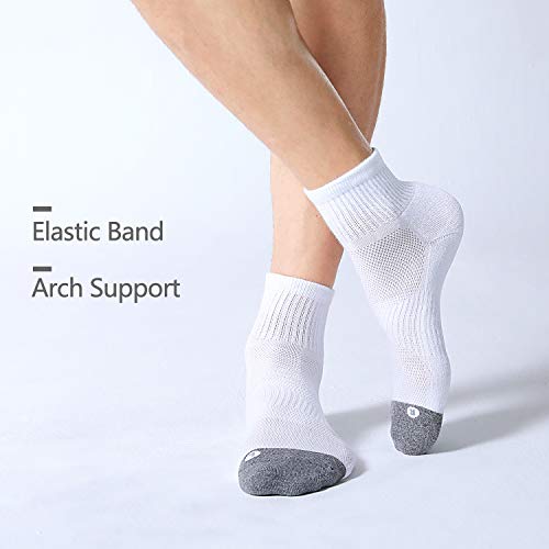 FITRELL 6 Pack Men's Athletic Ankle Socks Cushioned Sports Running Socks, Shoe Size 12-15, White - Image 3
