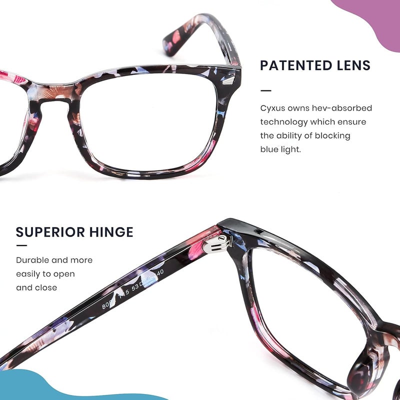 Cyxus Blue Light Glasses for Men Women Reduce Eye Strain UV Blocking for Computer Screen 8082 - Image 4