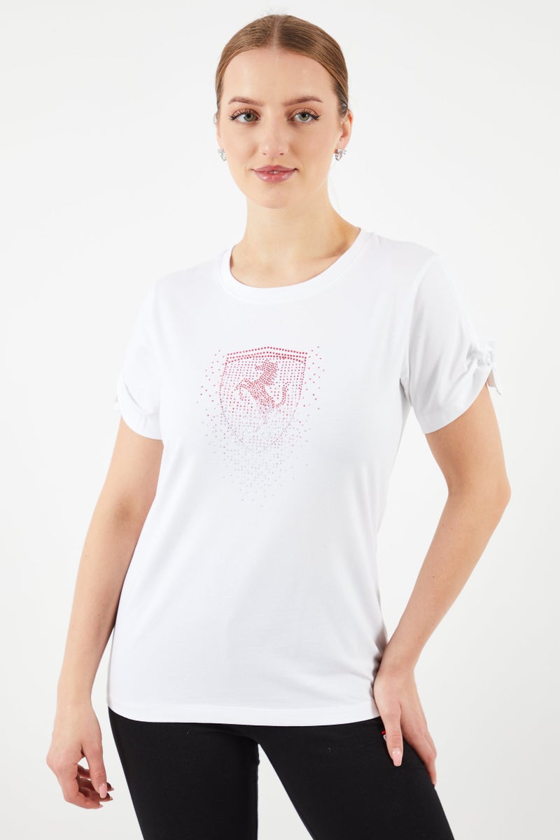 Scuderia Ferrari Women Sportswear Fit Short Sleeve Running T-Shirts, White - Image 1