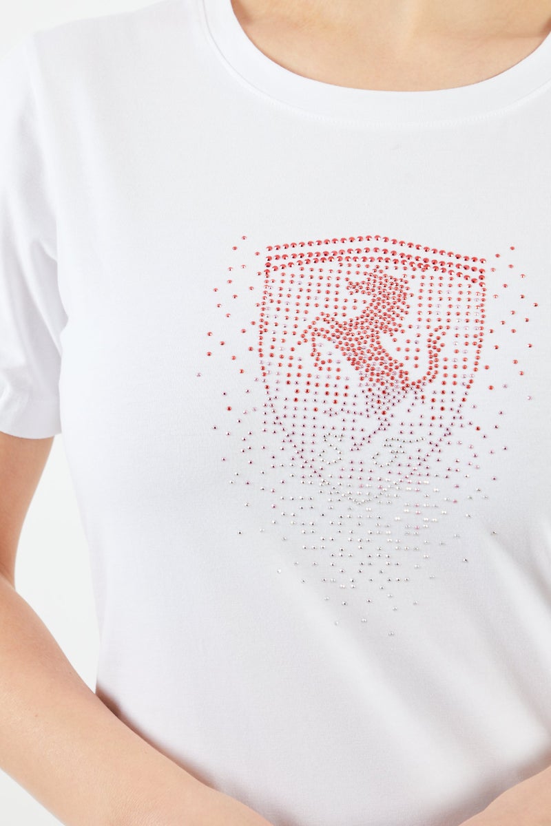 Scuderia Ferrari Women Sportswear Fit Short Sleeve Running T-Shirts, White - Image 3