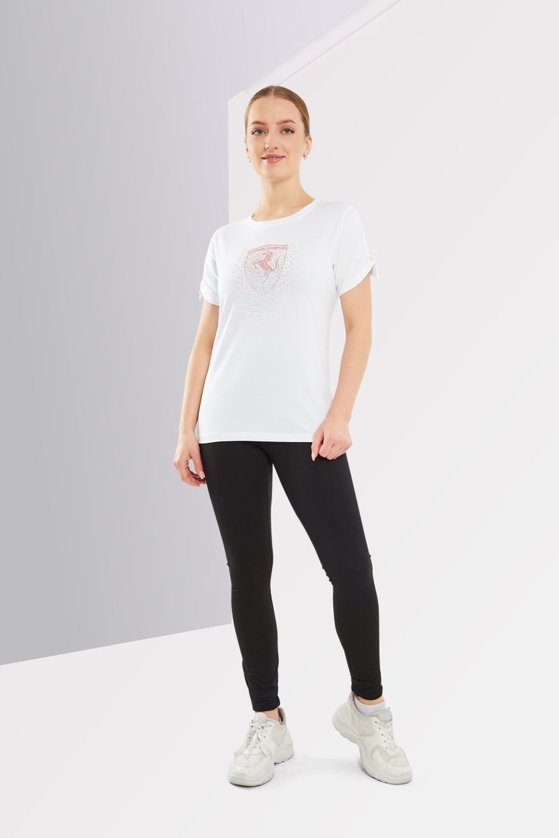 Scuderia Ferrari Women Sportswear Fit Short Sleeve Running T-Shirts, White - Image 4
